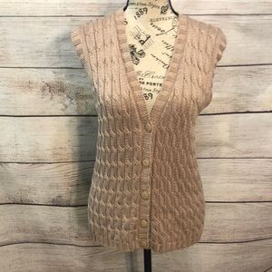 Krizia Maglia Vintage Knit Vest Italy Cable Knit Button Down Size 48/12